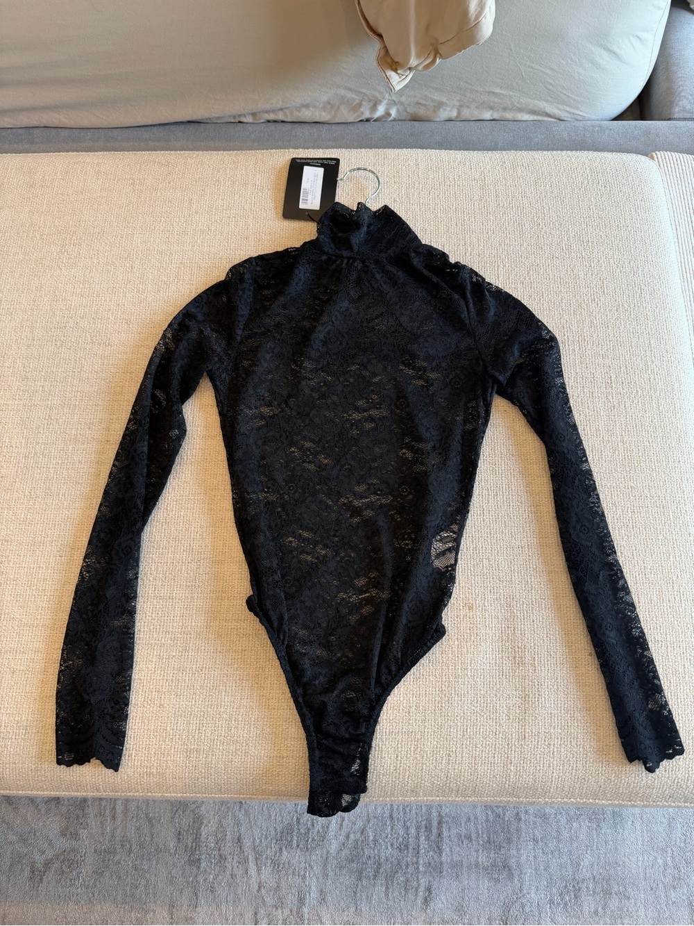 Pretty Little Thing Black Long-Sleeve Lace Bodysuit